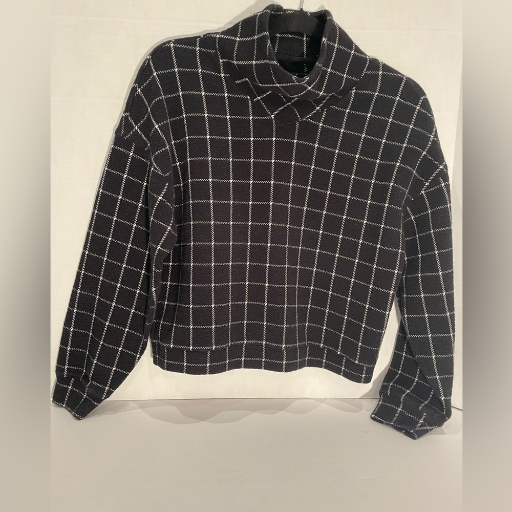 Madewell Checkered Black and White Cropped Sweater Size S